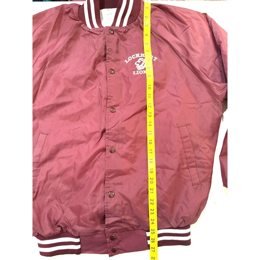 Vintage‎ 90s Bomber Jacket Mens Large Varsity Maroon Snap Front Made USA Texas